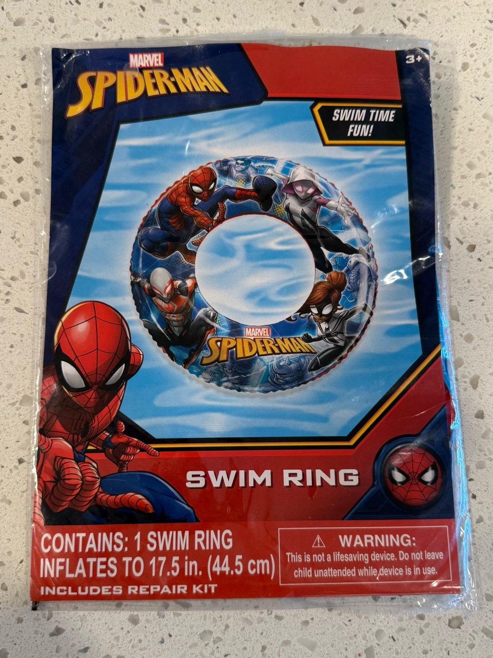 Marvel Spider-Man Kids Swim Ring Inflatable Pool Float 17.5” New
